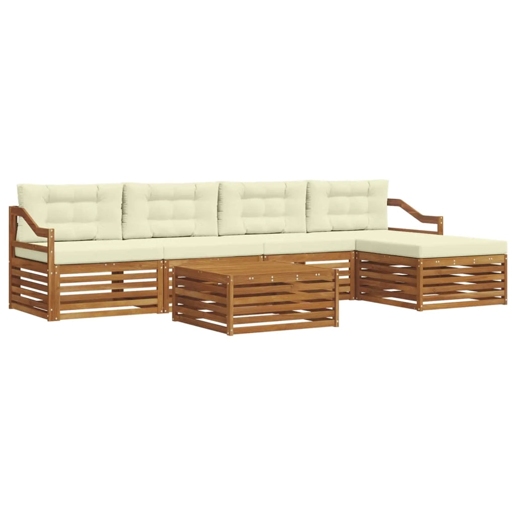 Set di divani da esterno con cuscino 6 pcs Naturale e Crema