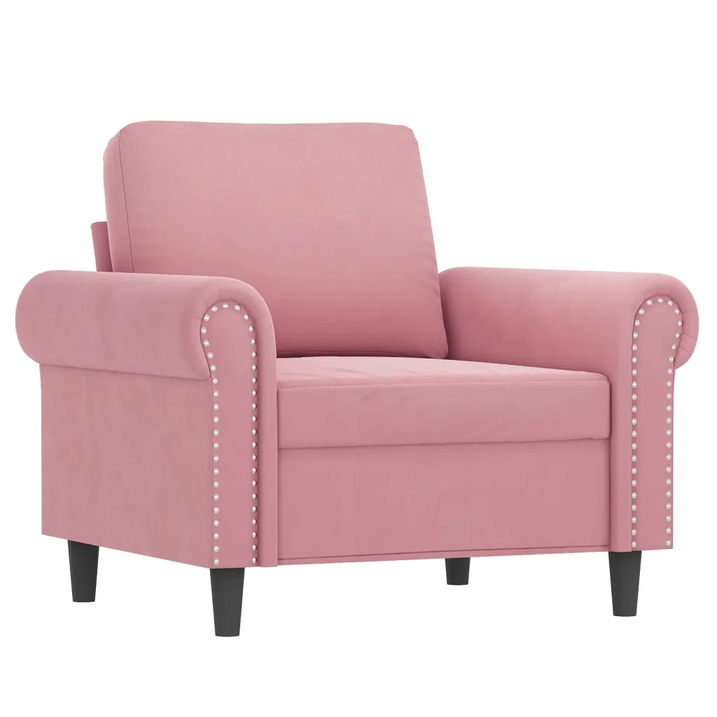 Set di Divani 3 pz con Cuscini Rosa in Velluto