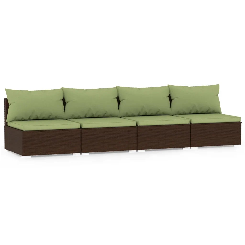 Divano a 4 Posti con Cuscini in Polyrattan Marrone cod mxl 35918