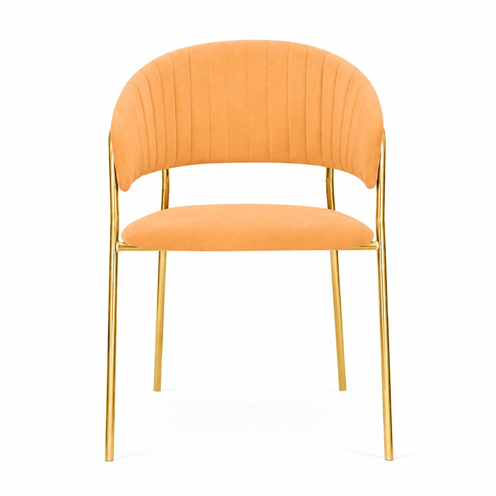 Sedie da sala da pranzo set da 2 Aurelia con schienale in velluto arancione