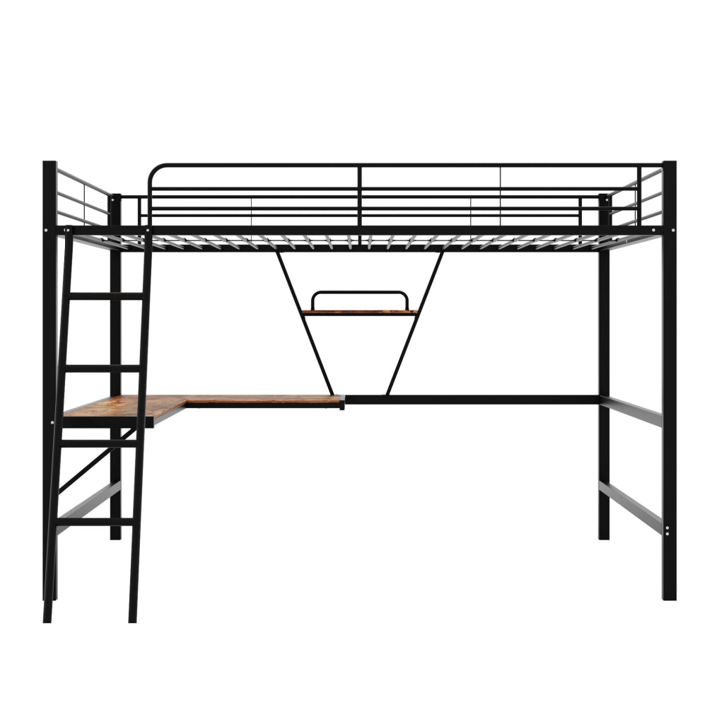 Letto a soppalco 90x200 cm con scrivania a L e scaffale