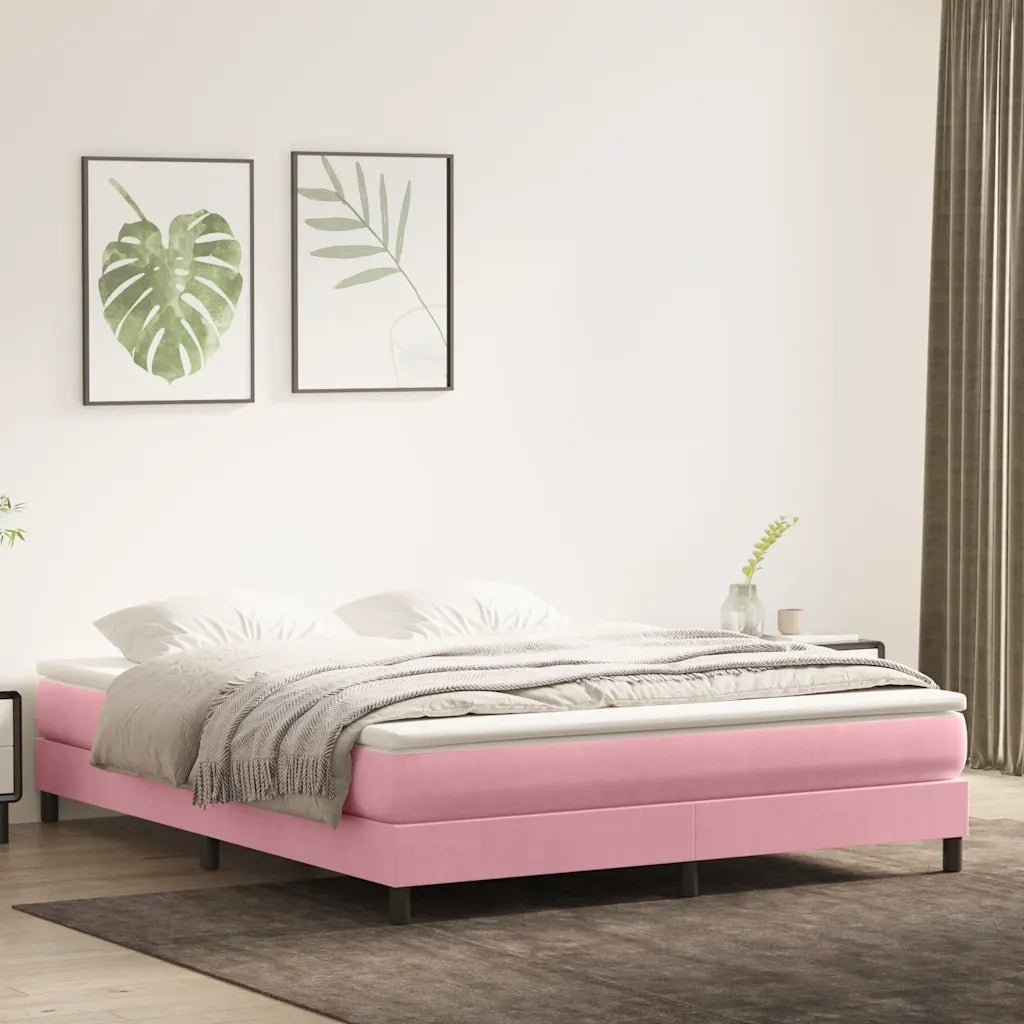 Letto a Molle senza Materasso Rosa 180x220 cm in Velluto 3315890