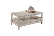 Tavolino 2 cassetti in legno classico bianco l.120 p.65 h.51