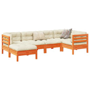Set Divani Giardino 6pz con Cuscini Marrone Cera Massello Pinocod mxl 116951