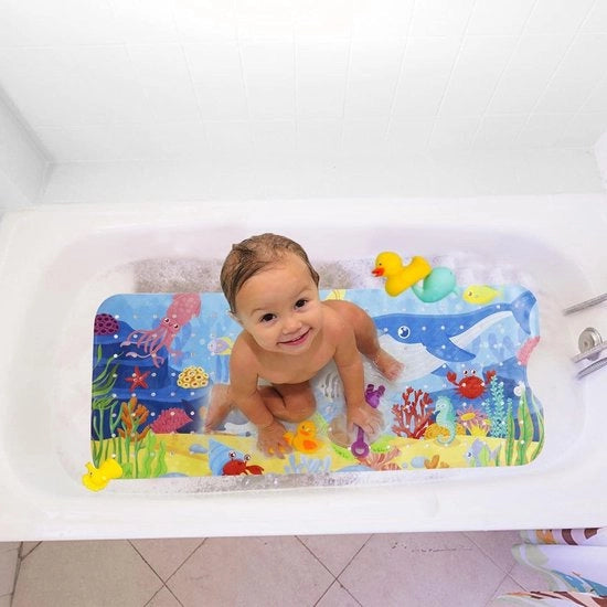 Matrice per bambini - 100x40 cm - Matrice anti-slip - Matrice per doccia - Kit di accessori - Resistente a muffe - Lavabile in macchina