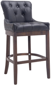 Sgabello Lakewood vera pelle antico-scuro nero