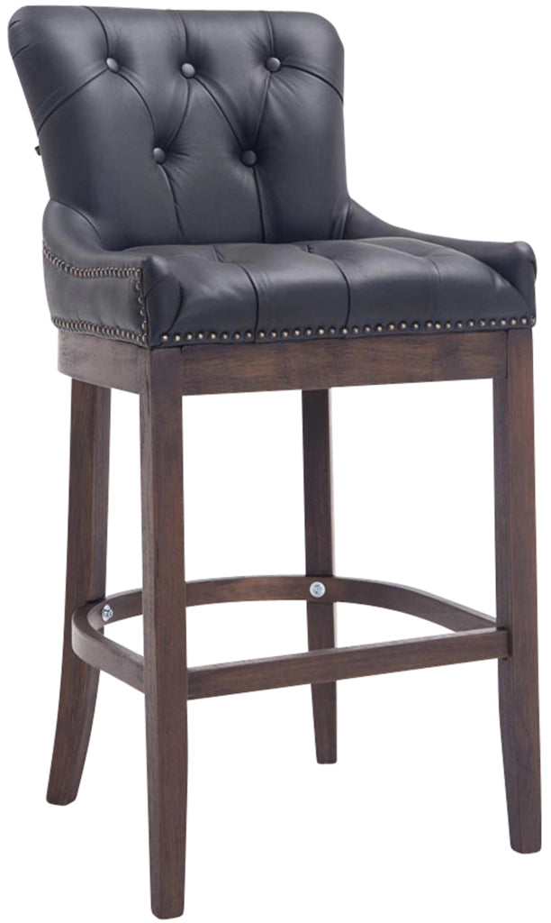 Sgabello Lakewood vera pelle antico-scuro nero