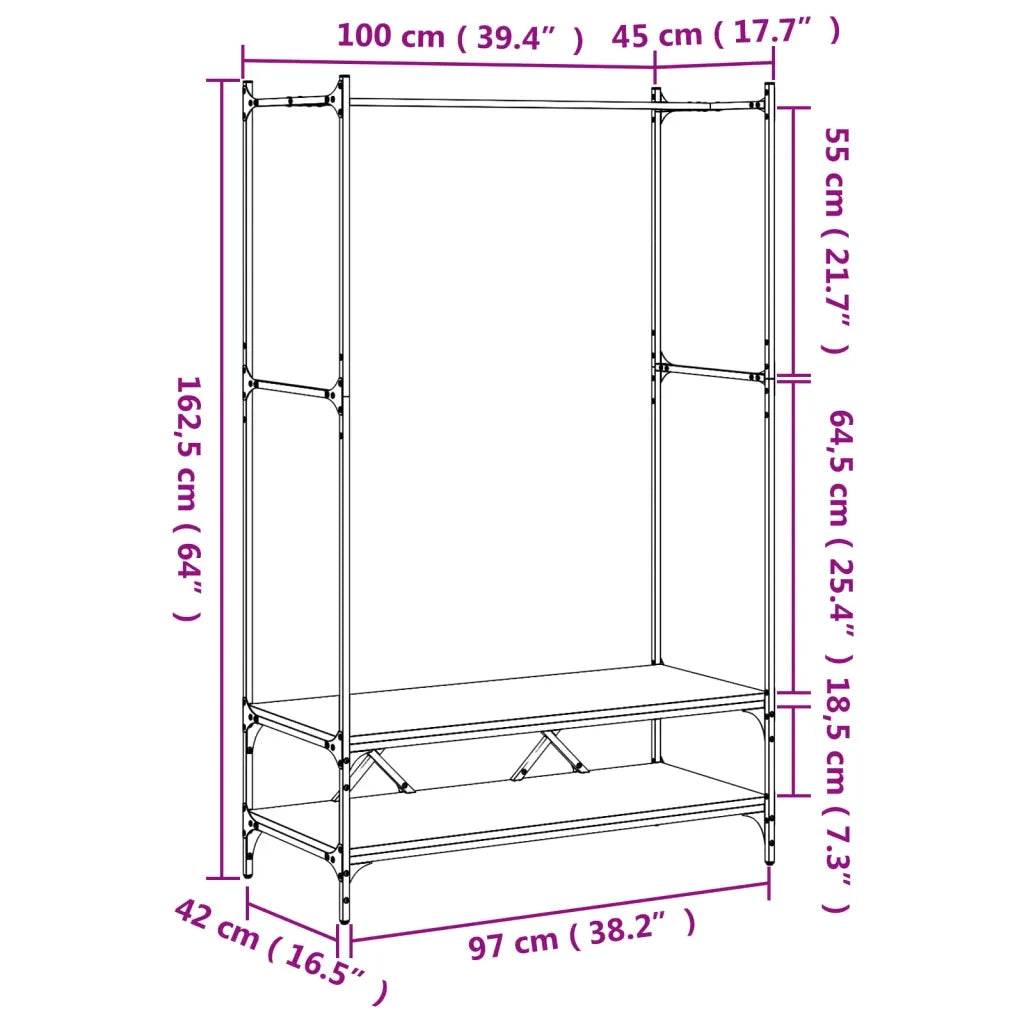 Appendiabiti con Scaffali Rovere Marrone in Legno Multistrato CFW6902876