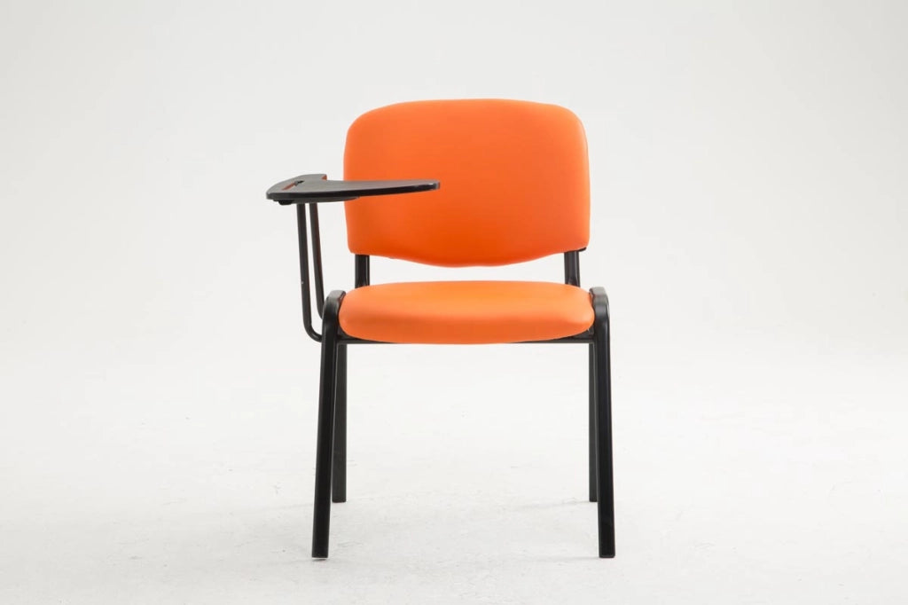 Sedia Ken in similpelle con tavolino ribaltabile arancione