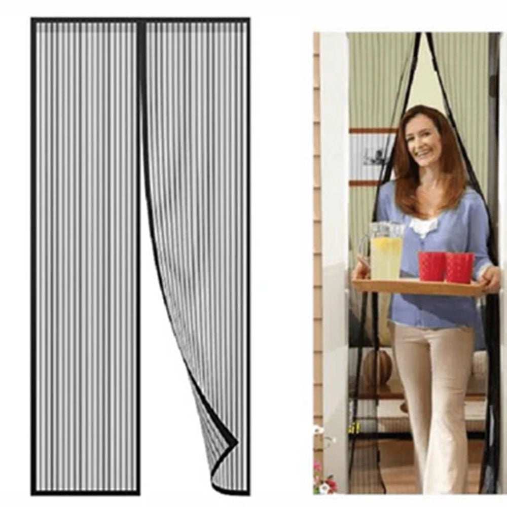 Trade Shop - Zanzariera Universale 120x230 Cm Nera Chiusura Automatica Magnetica Porte Finestre 622139 -
