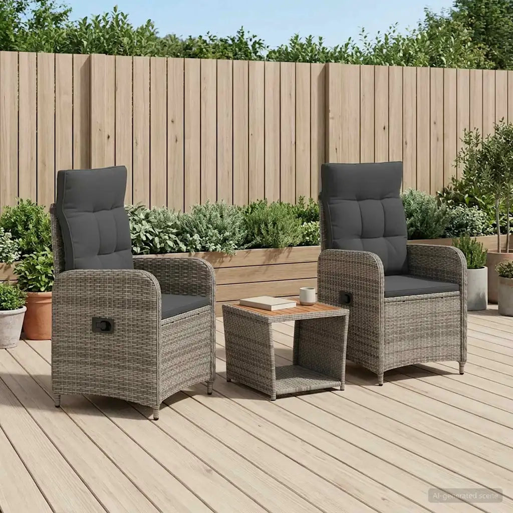Set Lounge da Giardino 3 pz Grigio chiaro e grigio scuro 3422359