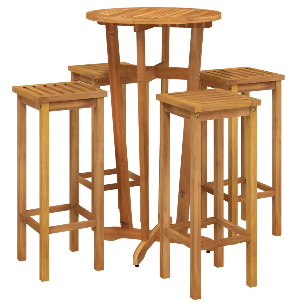 Set da Bar da Giardino 5 pz | Set Salotto da Giardino in Legno Massello di Acacia