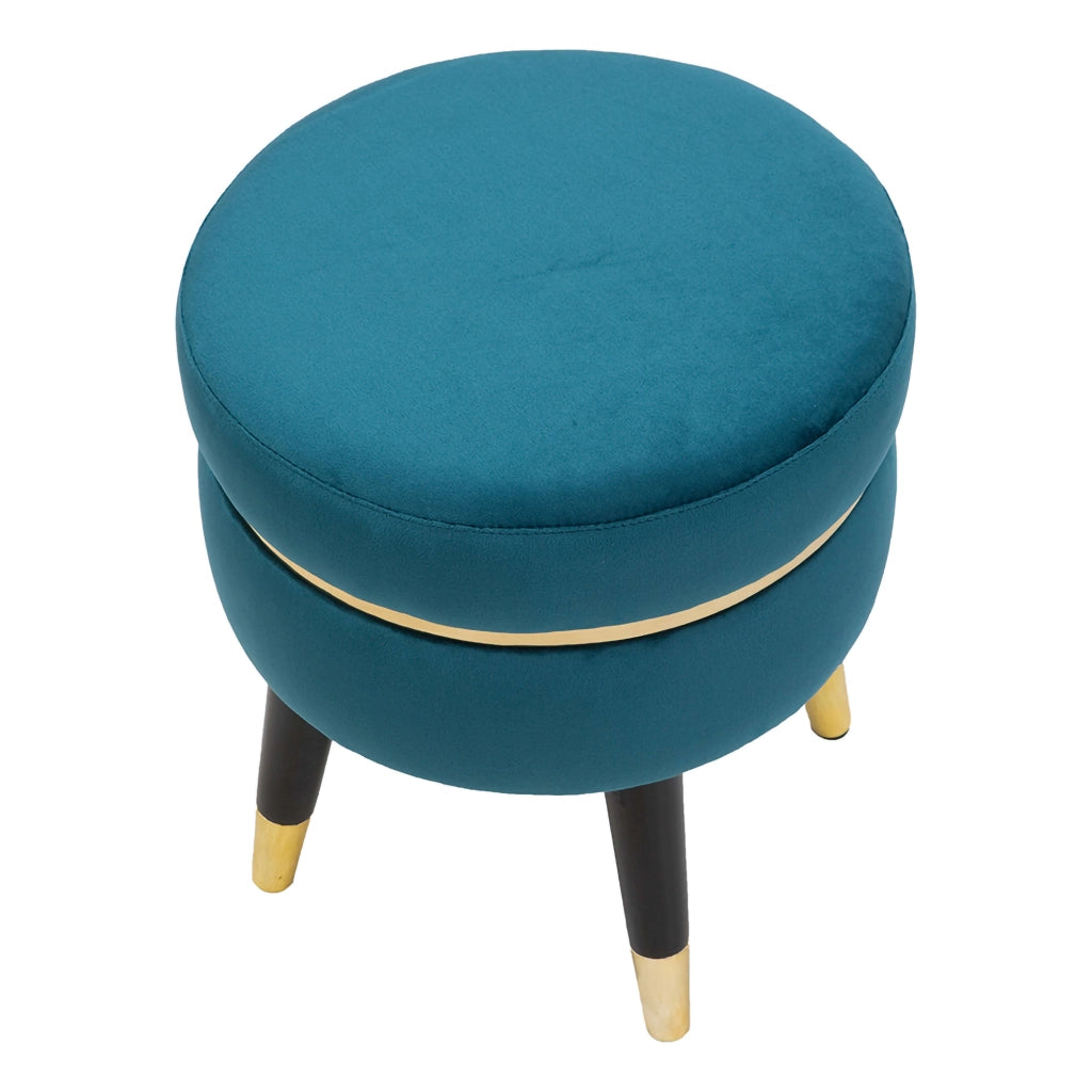 Yavi, Sgabello Rivestimento in Velluto, 35x35x41h cm blu Ottanio