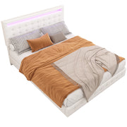 Letto 140x200 cm con luci LED; testiera regolabile; PU; bianco