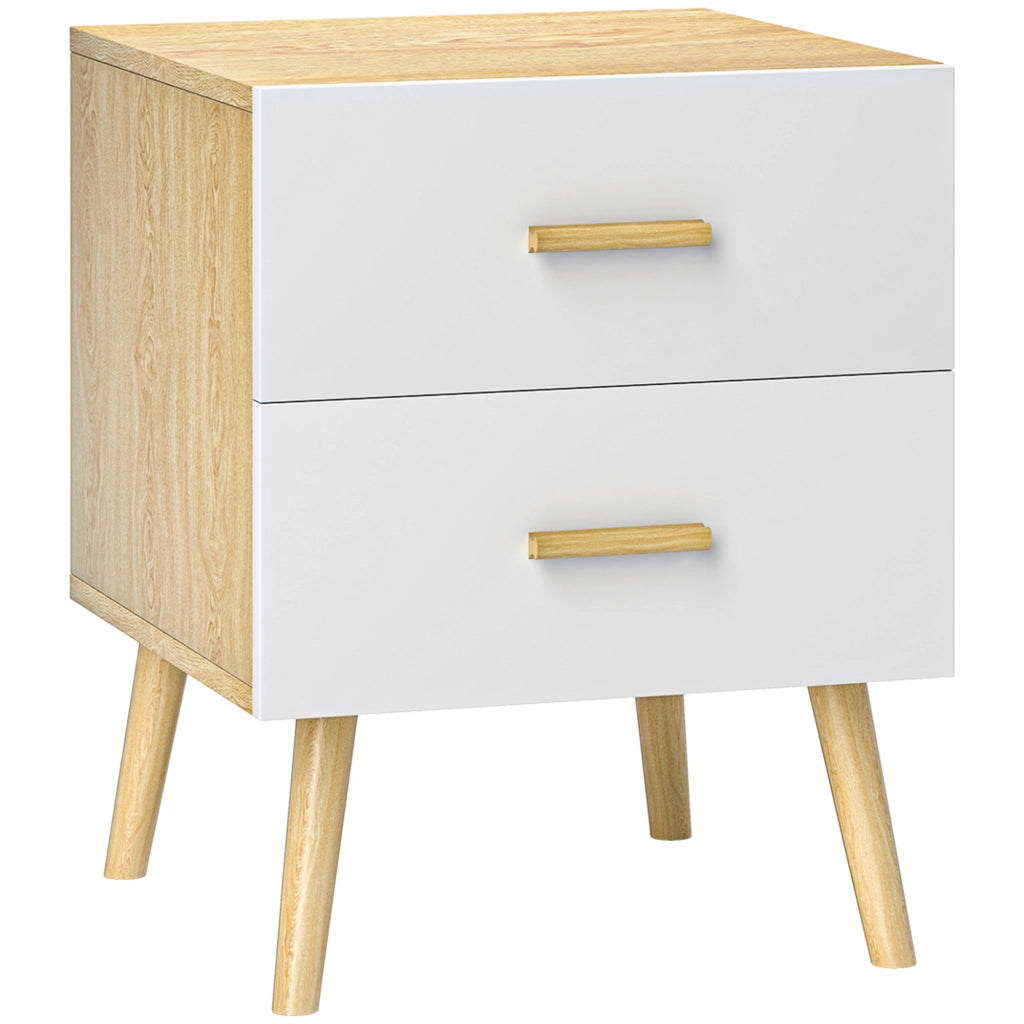 Comodino con 2 Cassetti in Legno Stile Scandinavo ¨C Zephmum ¨C Rovere 40x40x50 cm