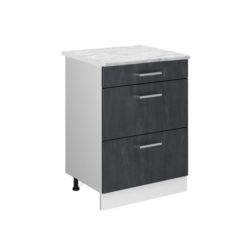 Vicco Mobiletto base per cucina Calcestruzzo nero 60 cm PL Marmo