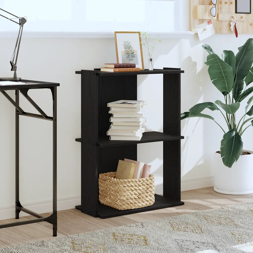 vidaXL Libreria a 3 Ripiani Nera 60x30x80 cm in Legno Multistrato