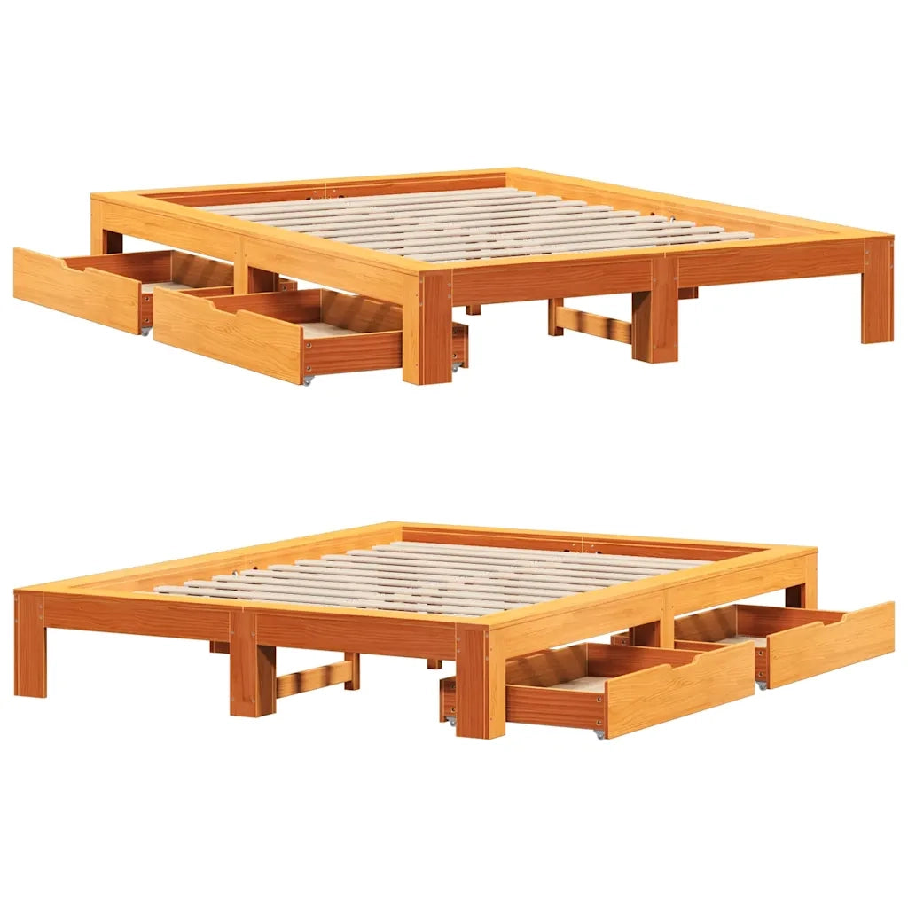 Letto senza Materasso Marrone Cera 160x200 cm in Legno di Pino