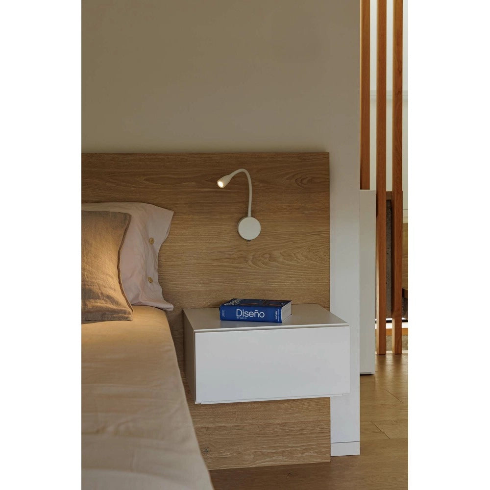 Faro Barcelona - Lampada da parete con braccio Loke Led 3W - Alluminio e Metallo Verniciato, Camera da letto, Luce da lettura - Bianca