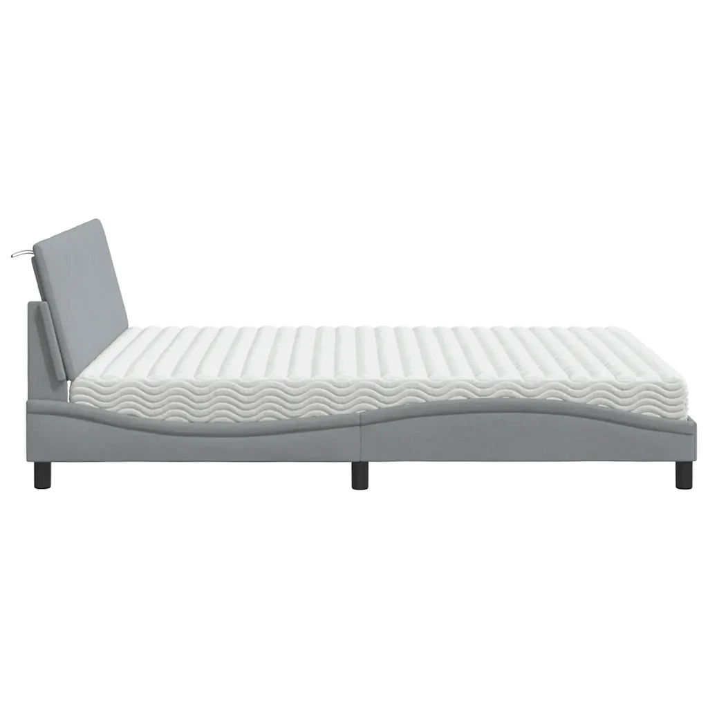 Letto con Materasso Hanko Grigio Chiaro160x200 cm Tessuto