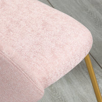 Set 2 Sedie Imbottite 55,5x59x81 cm in Tessuto Effetto Lino Rosa e Oro