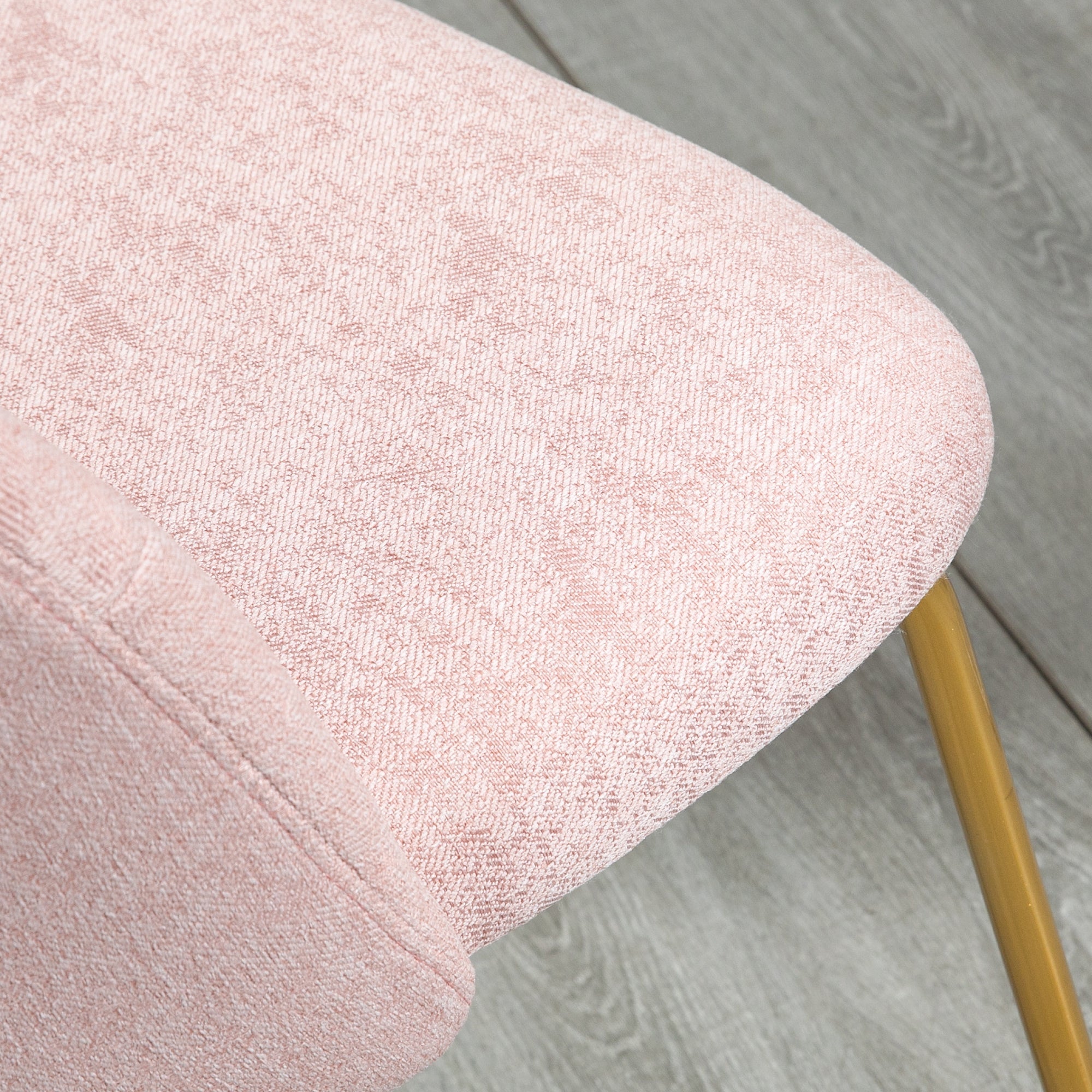 Set 2 Sedie Imbottite 55,5x59x81 cm in Tessuto Effetto Lino Rosa e Oro