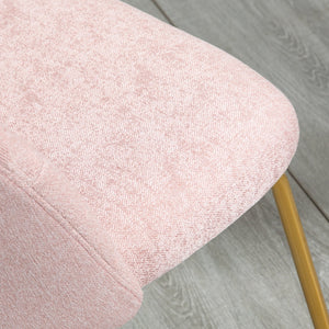 Set 2 Sedie Imbottite 55,5x59x81 cm in Tessuto Effetto Lino Rosa e Oro