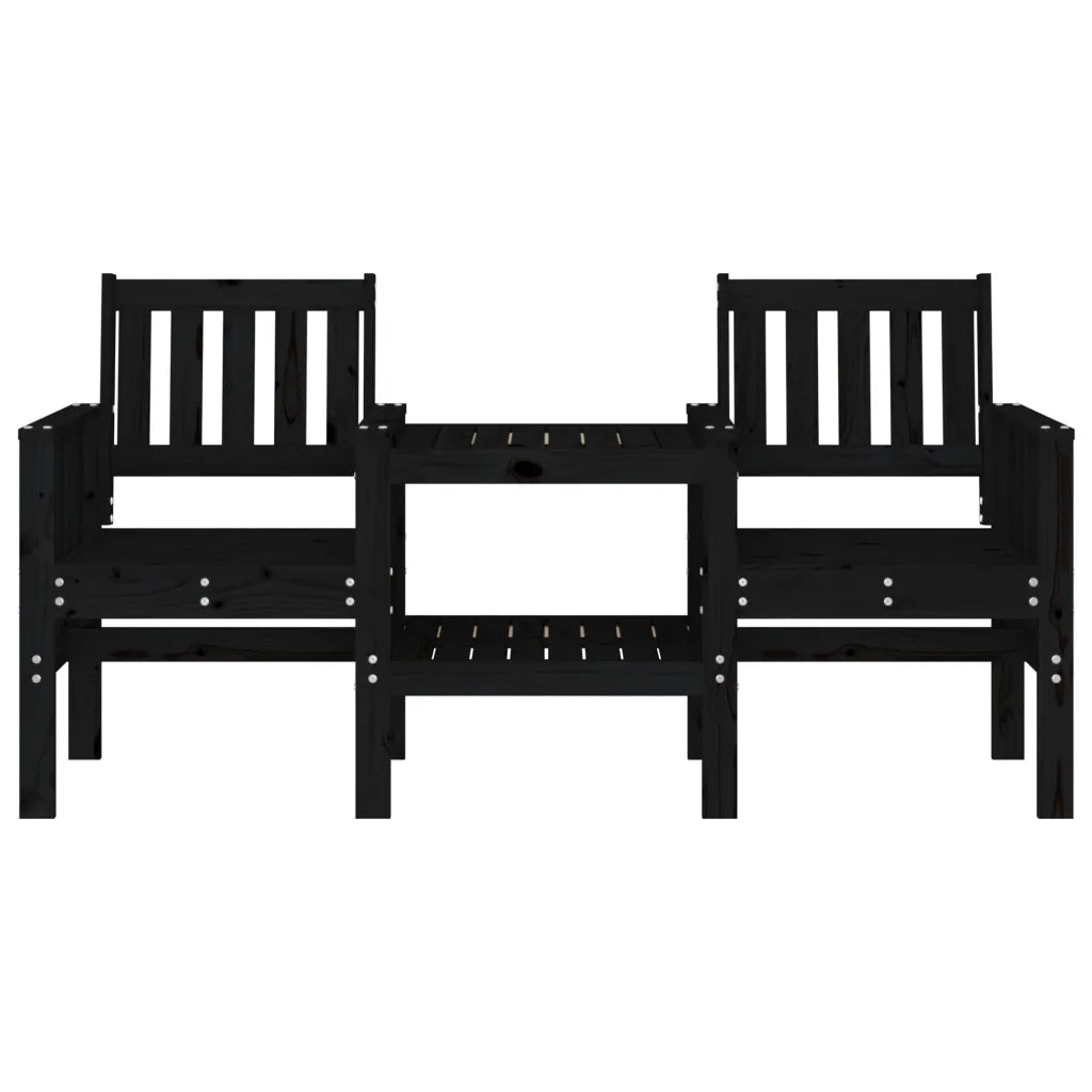 Panca da Giardino con Tavolino 2 Posti Nera Legno Massello Pinocod mxl 132750