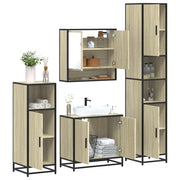 Set Mobili da Bagno 4 pz Rovere Sonoma in Legno Multistrato