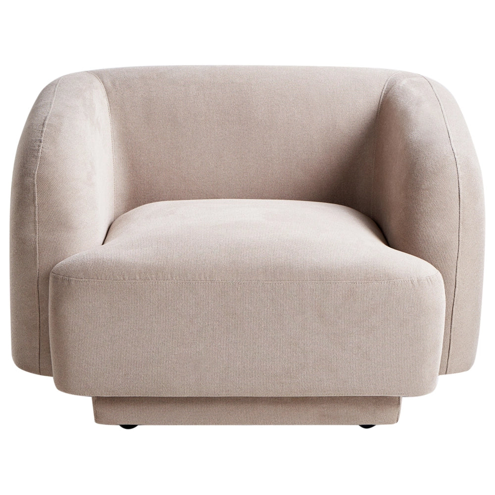 Poltrona in tessuto tortora stile retro glam art decor con braccioli