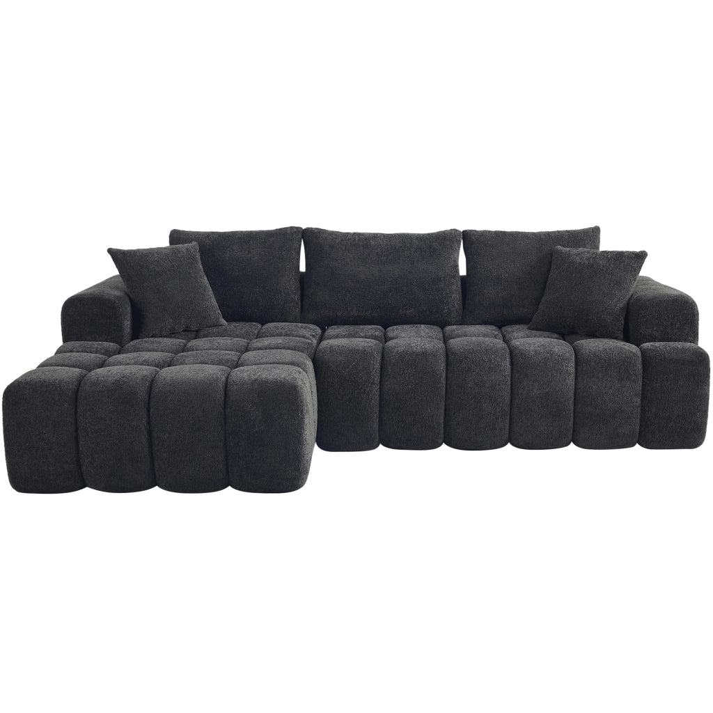 Divano angolare convertibile a L; stile moderno; nero e grigio