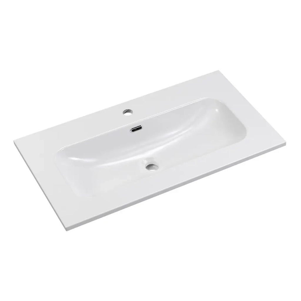 Lavabo incasso LARGO 80 cm ceramica bianco lucido design rettangolare