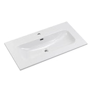 Lavabo incasso LARGO 80 cm ceramica bianco lucido design rettangolare