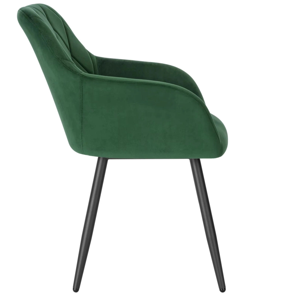 SEDIA da pranzo in velluto verde scuro con braccioli