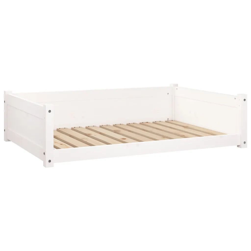 Cuccia per Cani Bianca 105,5x75,5x28 cm Legno Massello di Pino 821463
