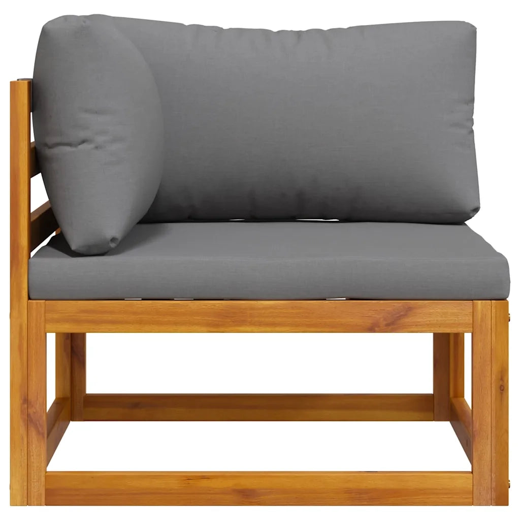 Divano Angolare Modulare Cuscini Grigio Scuro Massello Acacia cod mxl 65881