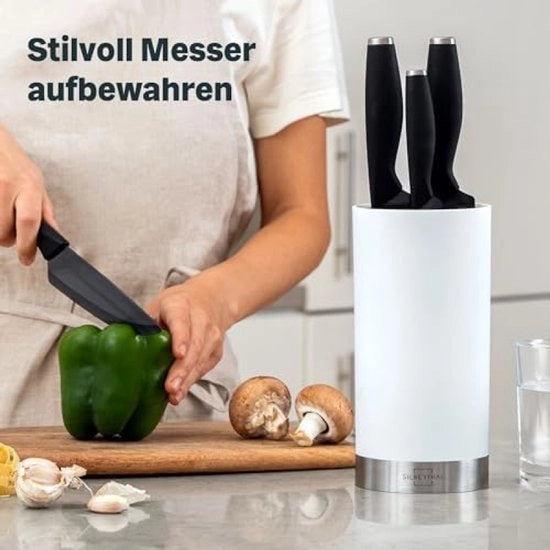 Blocco di misurazione universale, set di pennelli da stucco rimovibili, senza lame, contenitore per lame con anello in acciaio inox, bianco