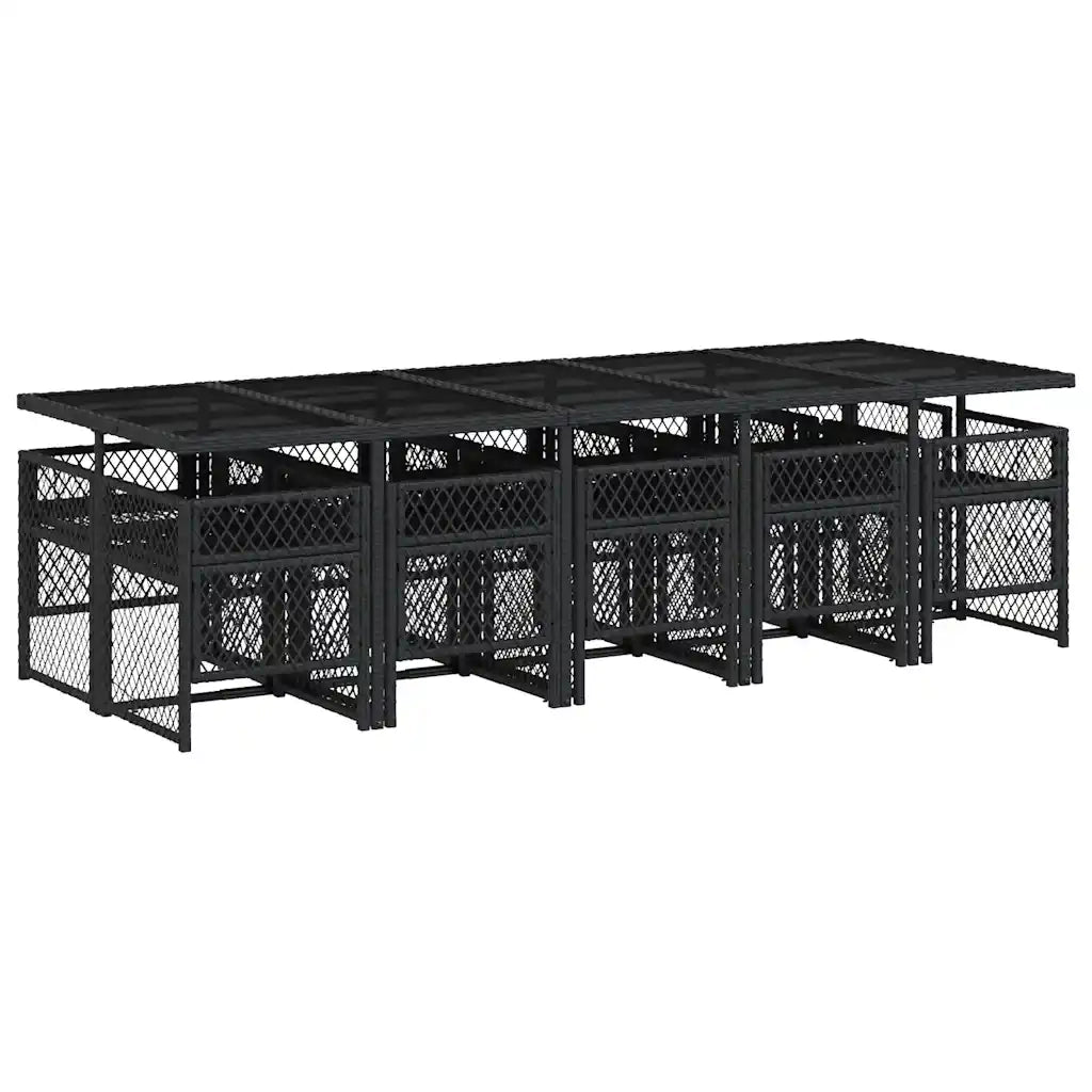 vidaXL Set da Pranzo da Giardino 11 pz con Cuscini in Polyrattan Nero