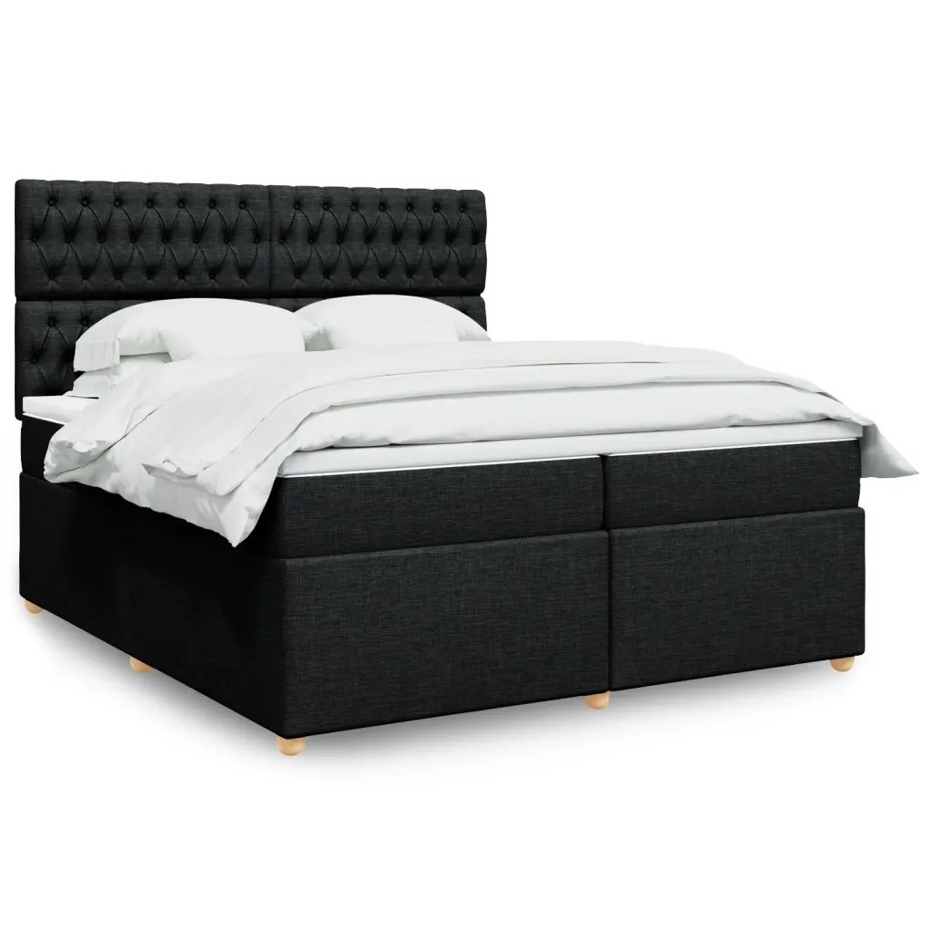Giroletto a Molle con Materasso Nero 200x200 cm in Tessuto 3291396