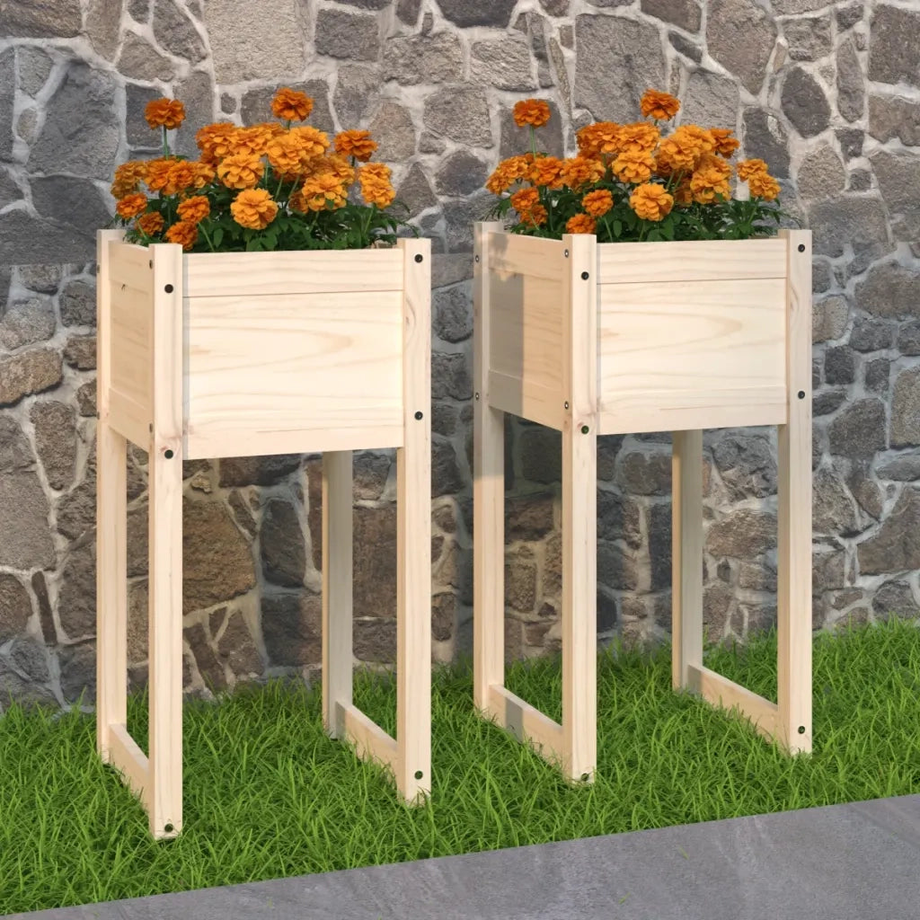 2 pz Fioriere | Cassetta per fiori | Vaso Bianche 40x40x81 cm in Legno Massello di Pino
