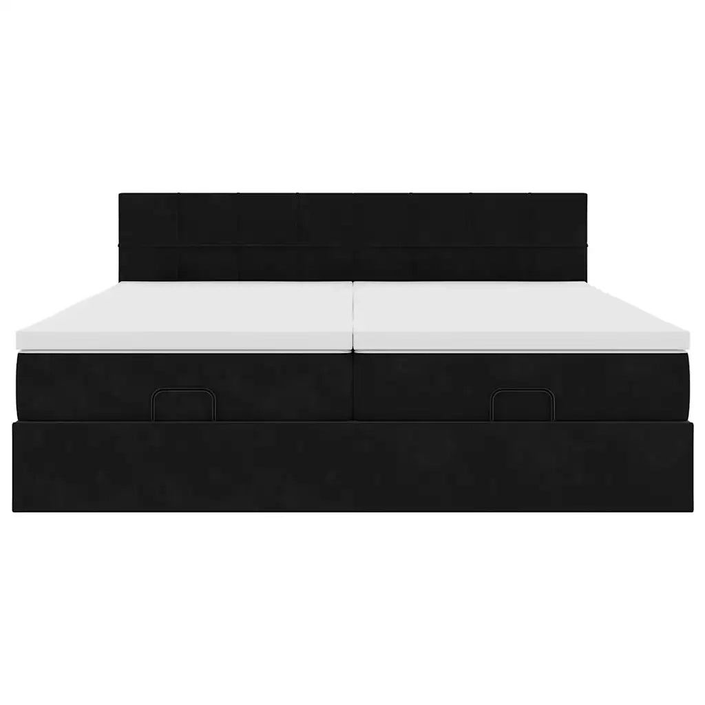 Struttura Letto Pouf con Materassi Nero 200x200 cm Velluto 3312931