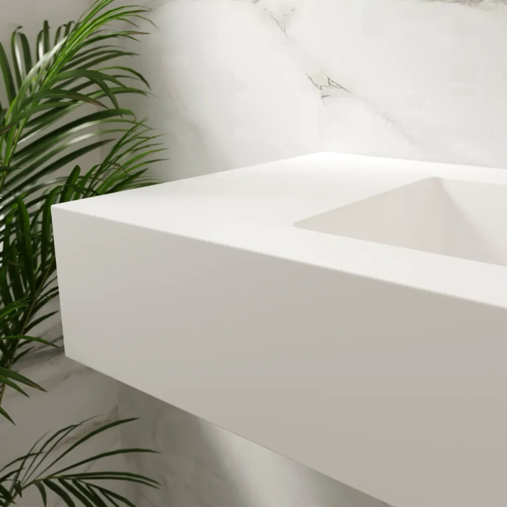 Lavabo sospeso in marmoresina 120cm bianco opaco | Koro