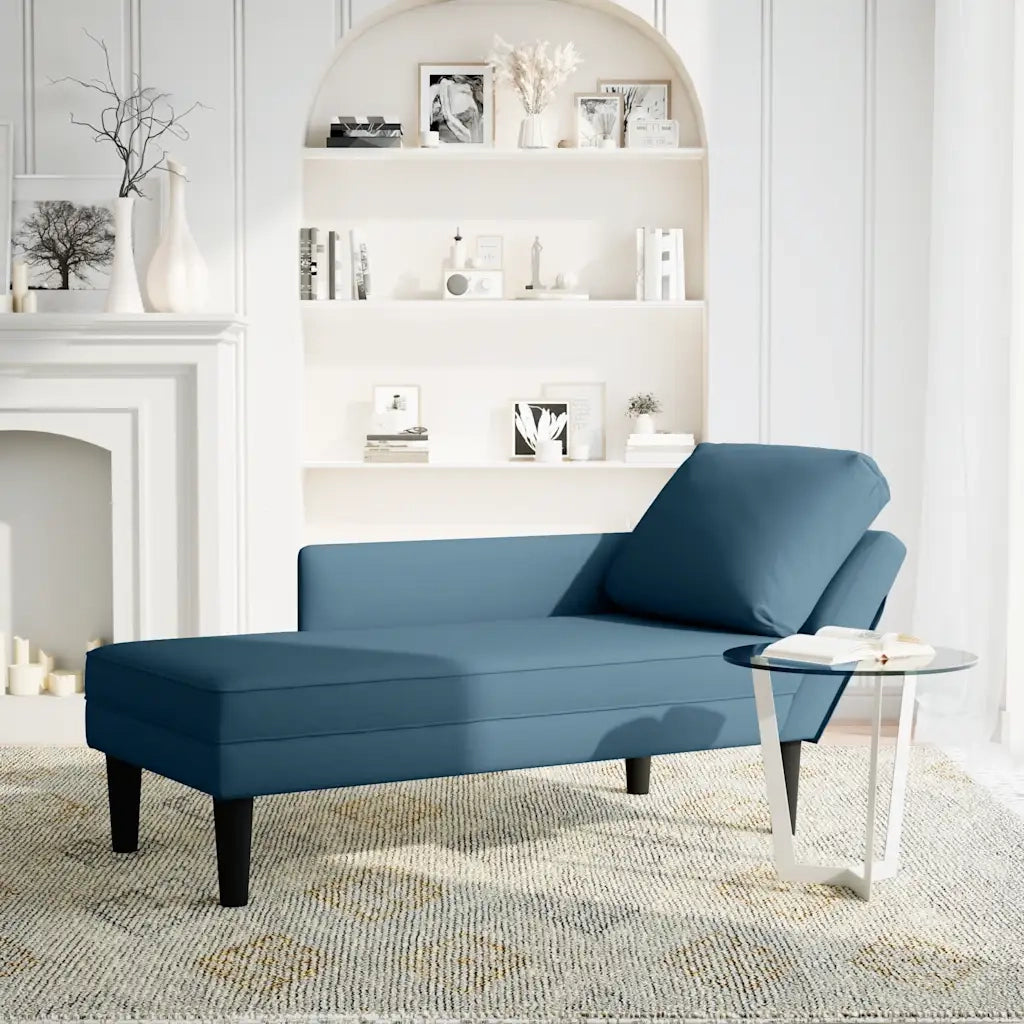 Sdraio con Cuscino e Bracciolo Destro in Velluto Blu CFW8233790