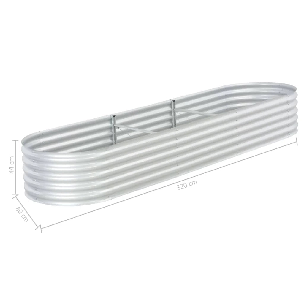 Fioriera rialzata per piante e fiori giardino 320 x 80 x 44 cm acciaio zincato argento 02_0001045