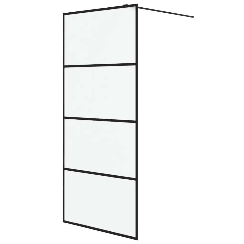 Parete Doccia Walk in Nera 90x195 cm Vetro Smerigliato ESG 152131