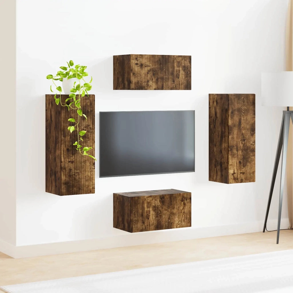 Set mobile TV 2 pcs Rovere fumé Legno multistrato