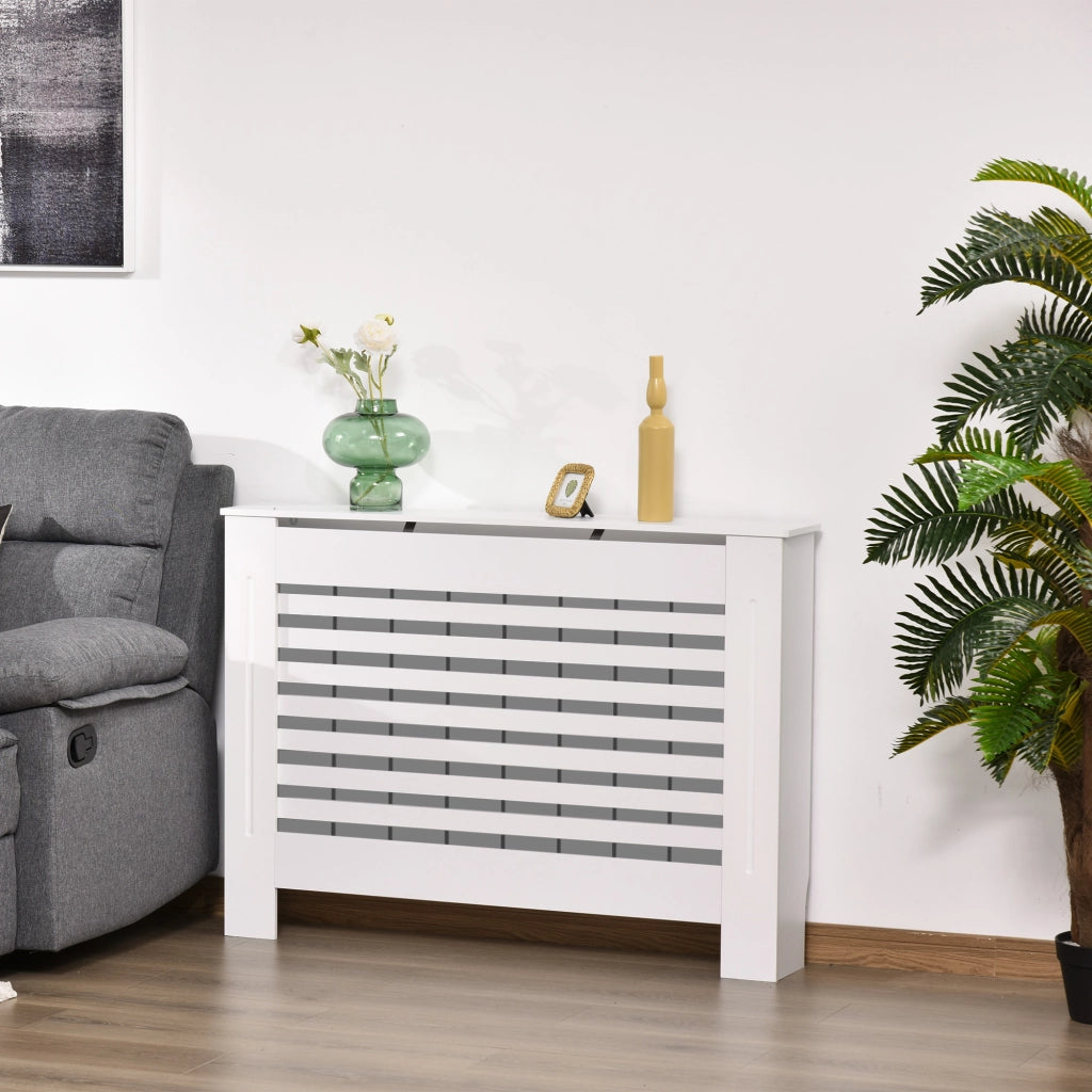 Armadio per termosifoni con ante a doghe ¨C zephmum ¨C Bianco 112x19x81 cm