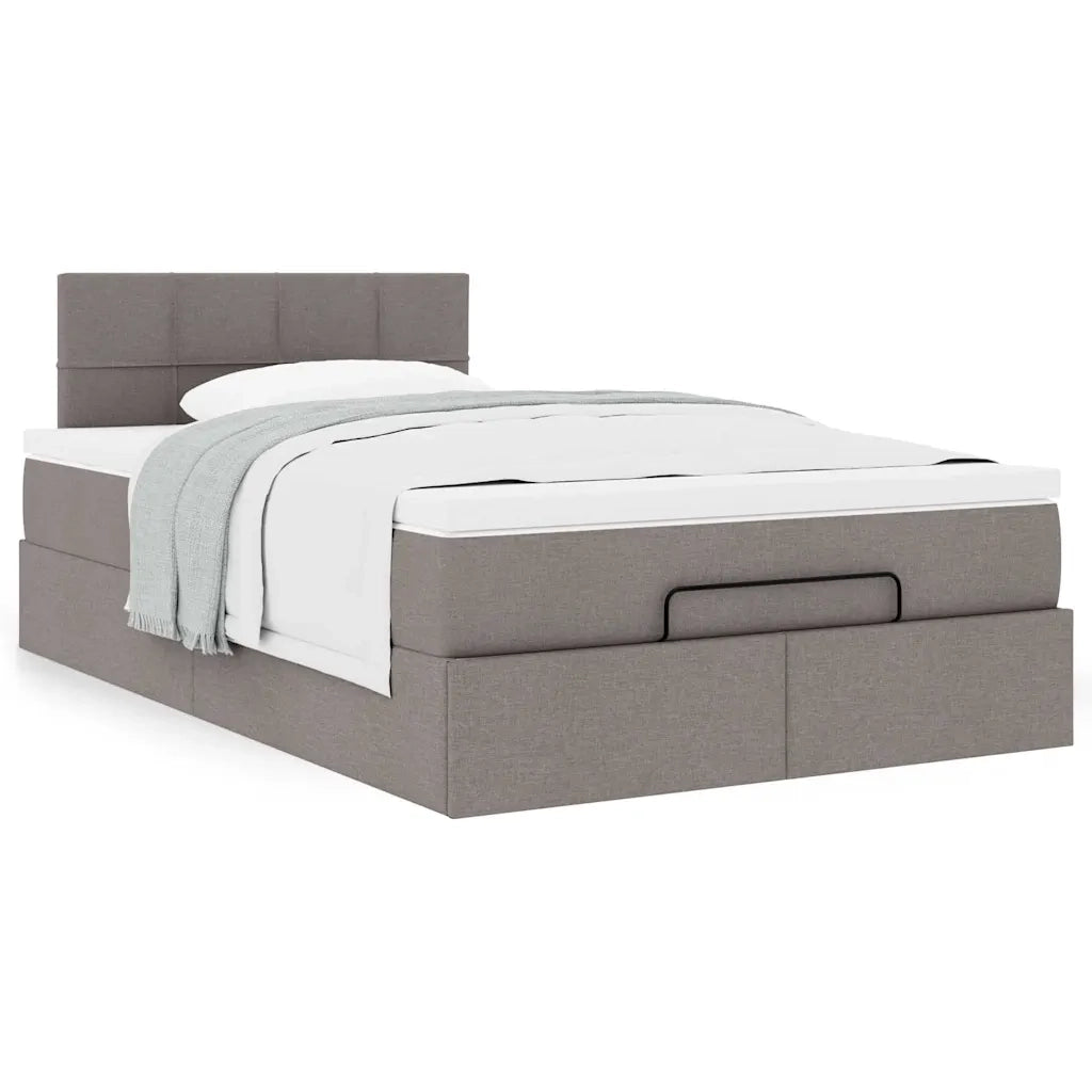 Struttura Letto Pouf con Materasso Tortora 120x200cm in Tessuto 3311453