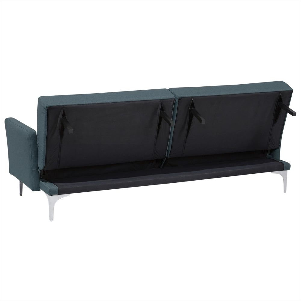 Divano Letto Blu Scuro 3 Posti Seduta Con Bottoni Click Clack Tessuto  colore Blu Scuro