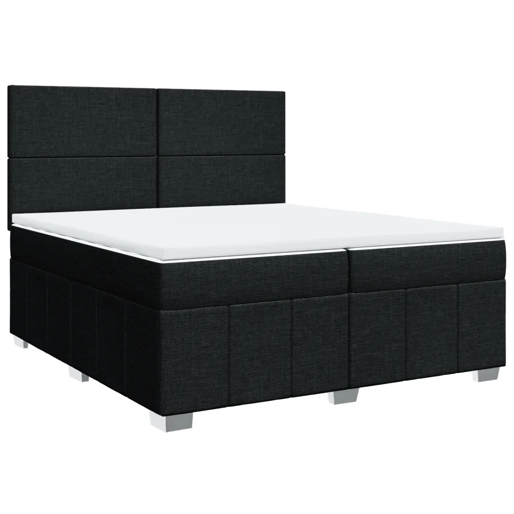 Giroletto a Molle con Materasso Nero 200x200 cm in Tessuto